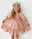 ילדות קטנות בגדי חלוק לילדים מסיבת קיץ שמלת שרוולים נפוחים שמלת ילדים קזואל לבוש יומיומי יום הולדת שמלת נסיכה