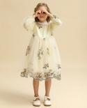 בנות פרח שמלת מסיבת כלה ילדים טקס אביב סתיו ללבוש שרוול ארוך ל-4 6 8 שנים ילדה נסיכה עלות חג