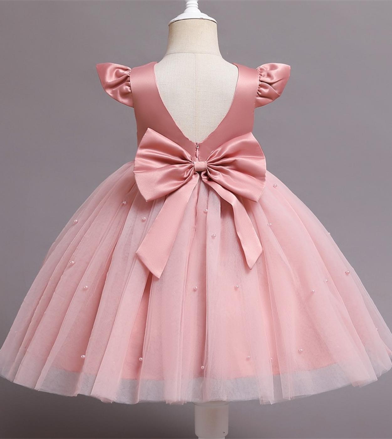 Vestidos de fiesta de cumpleaños de color rosa para niñas bebés 0 2t Ropa de princesa de flores de boda para niños pequeños con 