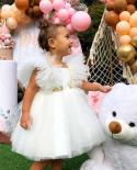 שמלת ערב מסיבת ערב בנות קיץ אלגנטית ילדים נסיכות חתונה 1 עד 5 שנים שמלת נשף יום הולדת לתינוק שמלת טול ורוד vestidos