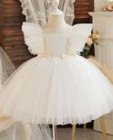 Summer Girls Evening Party Dress Elegant Kids Wedding Princess Wear 1 To 5y Baby Birthday Prom Gown Pink Tulle Vestidos 