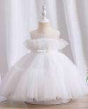 Summer Girls Evening Party Dress Elegant Kids Wedding Princess Wear da 1 a 5 anni Baby Birthday Prom Gown Abiti in tulle rosa