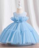שמלת תינוקת שמלת טוטו ערב נסיכה חמודה 12 מ 24 מ שמלות מסיבת חתונה לתינוקות כחולות ילדים בנות בגדי ילדים v