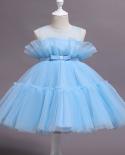 Vestido de niña linda princesa vestido de tutú de noche 12m 24m vestidos de fiesta de boda infantil azul niños niñas niños ropa 