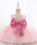שמלות הטבלה לתינוק פעוט לילדות ילדות יום הולדת 1 שמלת מסיבת נסיכות פרח לבן שמלת בנות לחתונה