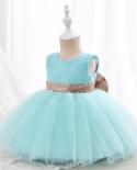 Toddler Baby Christening Dresses For Girls Kids 1st Birthday Princess Party Gown White Flower Girls Dress For Wedding Co