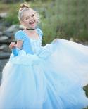 أزياء للبنات 2023 مجموعة فستان الأميرة التأثيرية كرنفال تنكر يرتدي موضوع حفلة 4 10t طفل نفخة كم دانتيل طويل