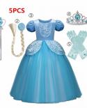 תחפושות לילדות 2023 סט שמלת נסיכה קוספליי קרנבל תחפושת לובש מסיבת נושא 4 10t ילד שרוול נפוח תחרה ארוכה