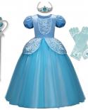 תחפושות לילדות 2023 סט שמלת נסיכה קוספליי קרנבל תחפושת לובש מסיבת נושא 4 10t ילד שרוול נפוח תחרה ארוכה