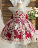 Vestidos de princesa de encaje con lazo para niñas, vestido elegante con flores bordadas para niños, vestido de tutú para fiesta