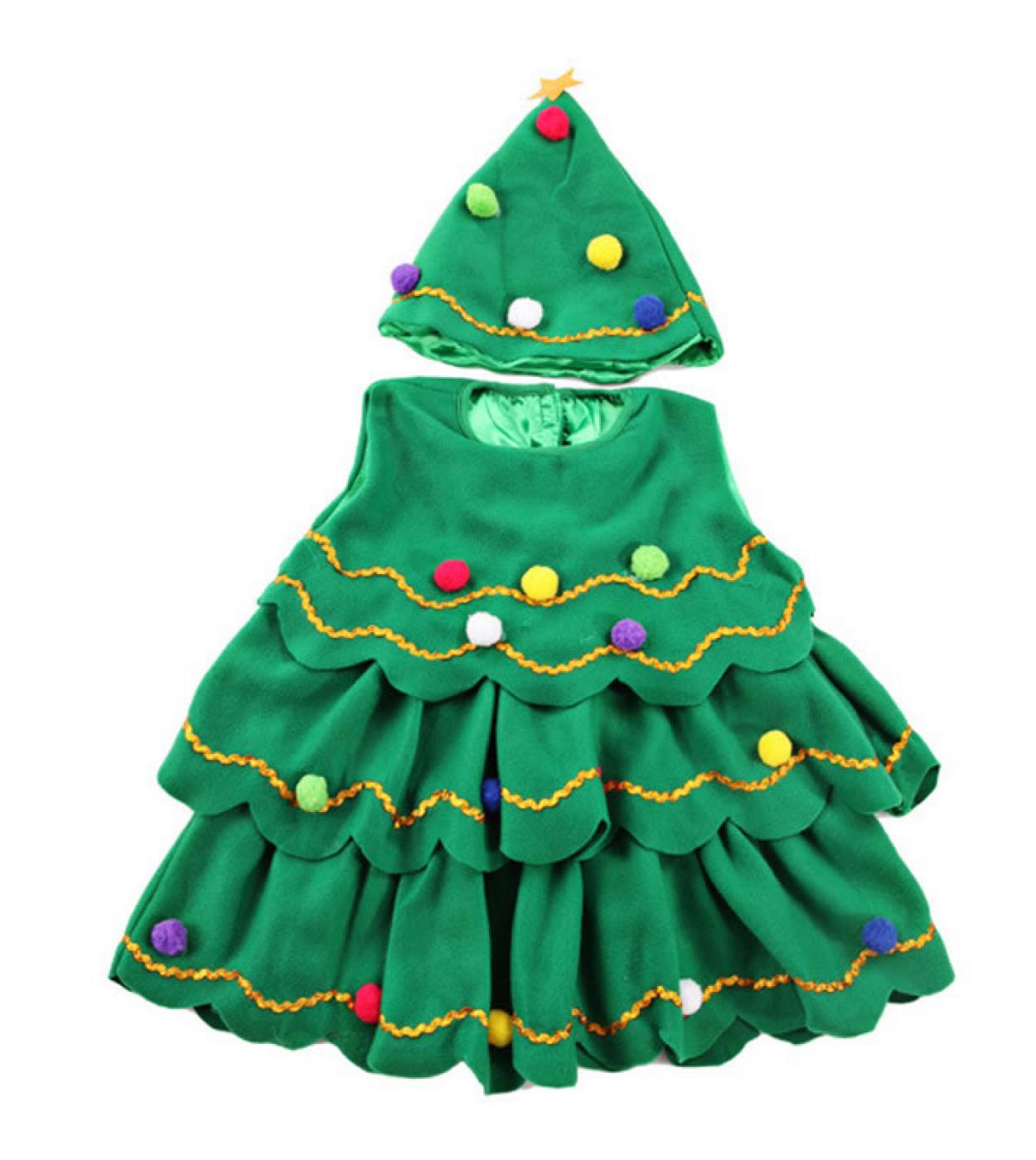Christmas Tree Dress For Baby Girl Party Cotume Fashiin Kid Hatdresses 2pc Outfit Birthday Gift  Girls Casual Dresses