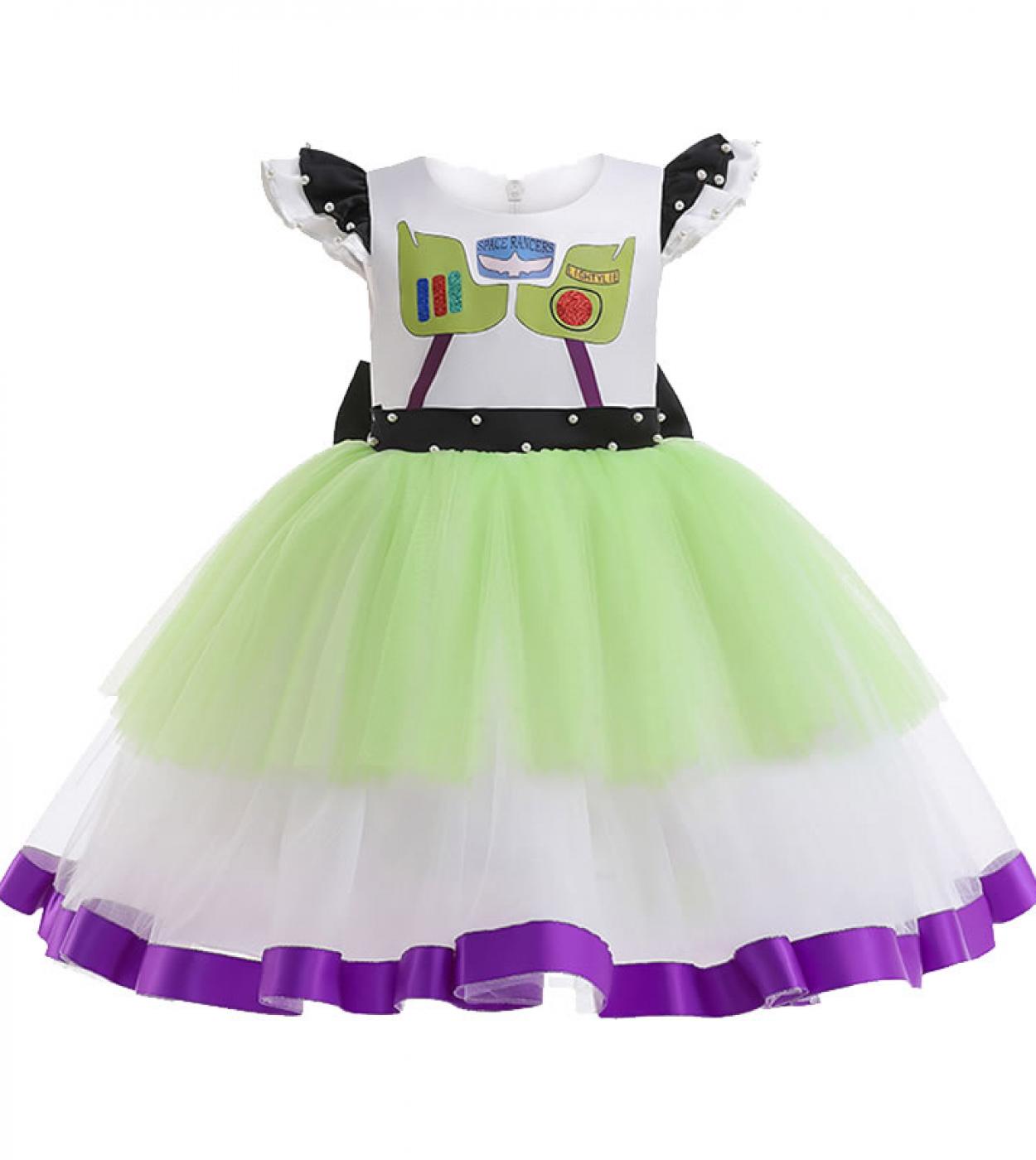 2022 verano Buzz Lightyear vestido de encaje para bebé niña Cosplay disfraz festivo chico Up Bow princesa fiesta túnica niños Fr