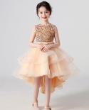 New Year Teen Girl Lace Dress Fashion Children Up Sequins Ball Grown Party Princess Frock Kid Tunic Cloth