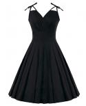 2022 correa de espagueti algodón negro rojo mujeres vestido Vd1527 50s 60s A Line Party Rock Retro Vintage Dressdresses