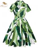 Vestido de verano de algodón de manga corta Robe Femme Sd0002 Green S 4xl Floral 50s 60s Vintage Rockabilly Women Dressdresses