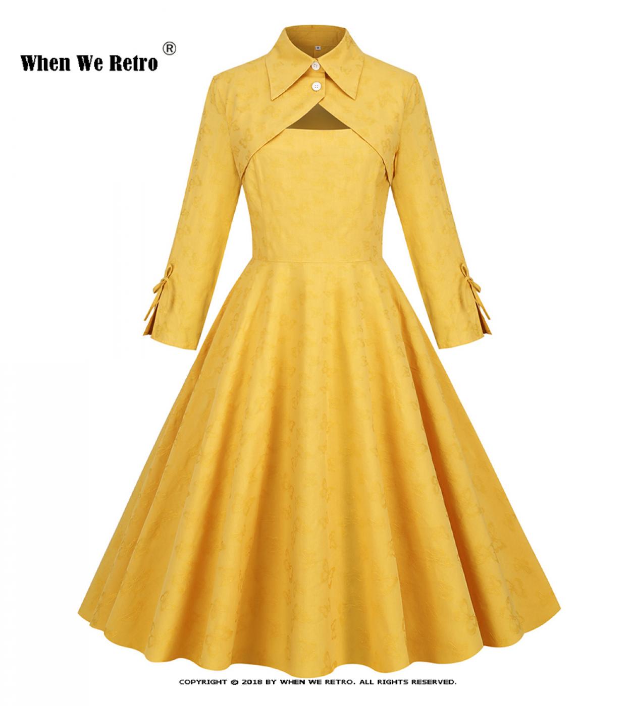 Autumn Winter Hepburn Style 50s 60s Pin Up Rockabilly Dress Suit Shirt Collar Fake Two Pieces Dress Vintage Robe Femme V