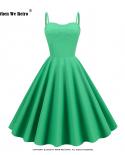 Hot Summer Green Solid Spaghetti Strap Slip Dress Vintage Beach Holiday Dress 1950s 60s Pinup A Line Swing Dress Vd3187
