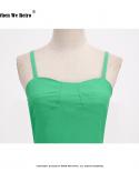 Hot Summer Green Solid Spaghetti Strap Slip Dress Vintage Beach Holiday Dress 1950s 60s Pinup A Line Swing Dress Vd3187