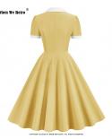 Vestido Vintage de verano de Color sólido para mujer, vestido con botones en la parte delantera y cuello vuelto, vestido veranie