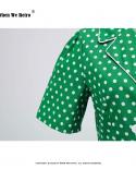 Vestidos para mujer 2023 Hepburn Wind Retro verde lunares vestido A arrugado línea A vestido de algodón de manga corta Vd3199 S 