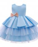 Christmas Girl Ball Gown Sequins Bow Dress Festive Kid Up Backless Wedding Frock Child Premium Princess Tunic Cloth