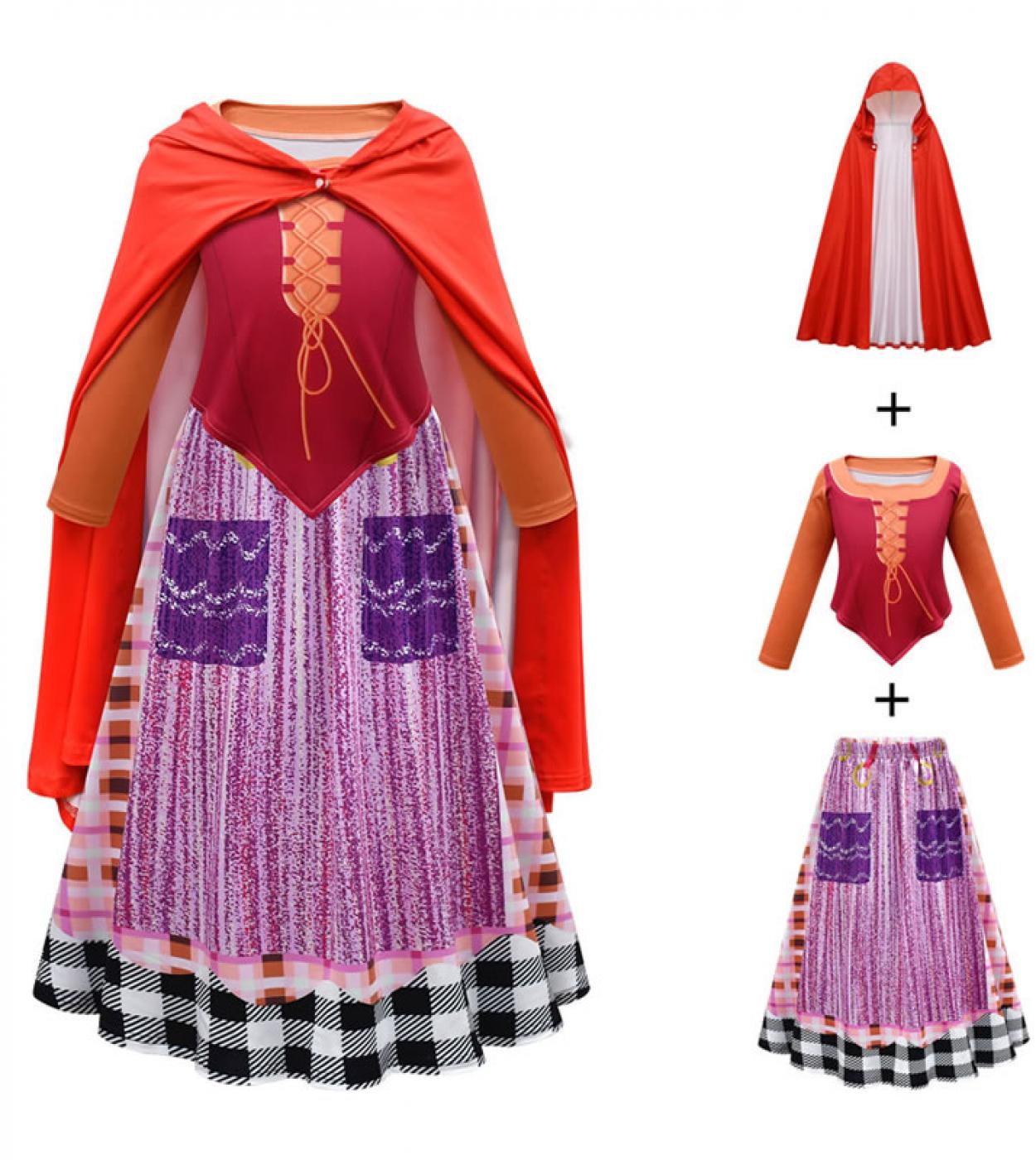 Halloween Hocus Pocus 2 disfraz de Cosplay para chica adolescente vestido conjunto festivo niño Vestplaid falda reloj traje chic