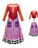 Halloween Hocus Pocus 2 Cosplay Costume For Teen Girl Dress Set Festive Child Vestplaid Skirtclock Outfit Kid Tracksui