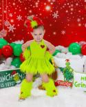 Christmas Outift For Baby Girl 2pc Set Clothes Festive Kid Sling Faux Fur Dressleg 2pc Tracksuit
