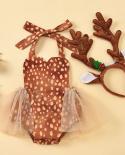 Navidad bebé niña tutú falda Romperdeer diadema 2 piezas conjunto ropa