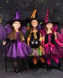 Halloween Hocus Pocus Costume For Teen Girl Lace Dress Festive Kid Up Bow Party Princess Frock Child Cosplay Tunic Cloth