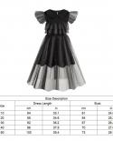 Wednesday Addams Family Dress For Baby Girl Cosplay Costume Halloween Children Up Lace Party Princess Frock Kid Tunic Cl