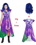Descendants 3 Costume For Girl Dress Halloween New Year Evie Mal Cosplay Child Wig Elza Disguise Frock Kid Ceremony Clot