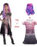 Descendants 3 Costume For Girl Dress Halloween New Year Evie Mal Cosplay Child Wig Elza Disguise Frock Kid Ceremony Clot