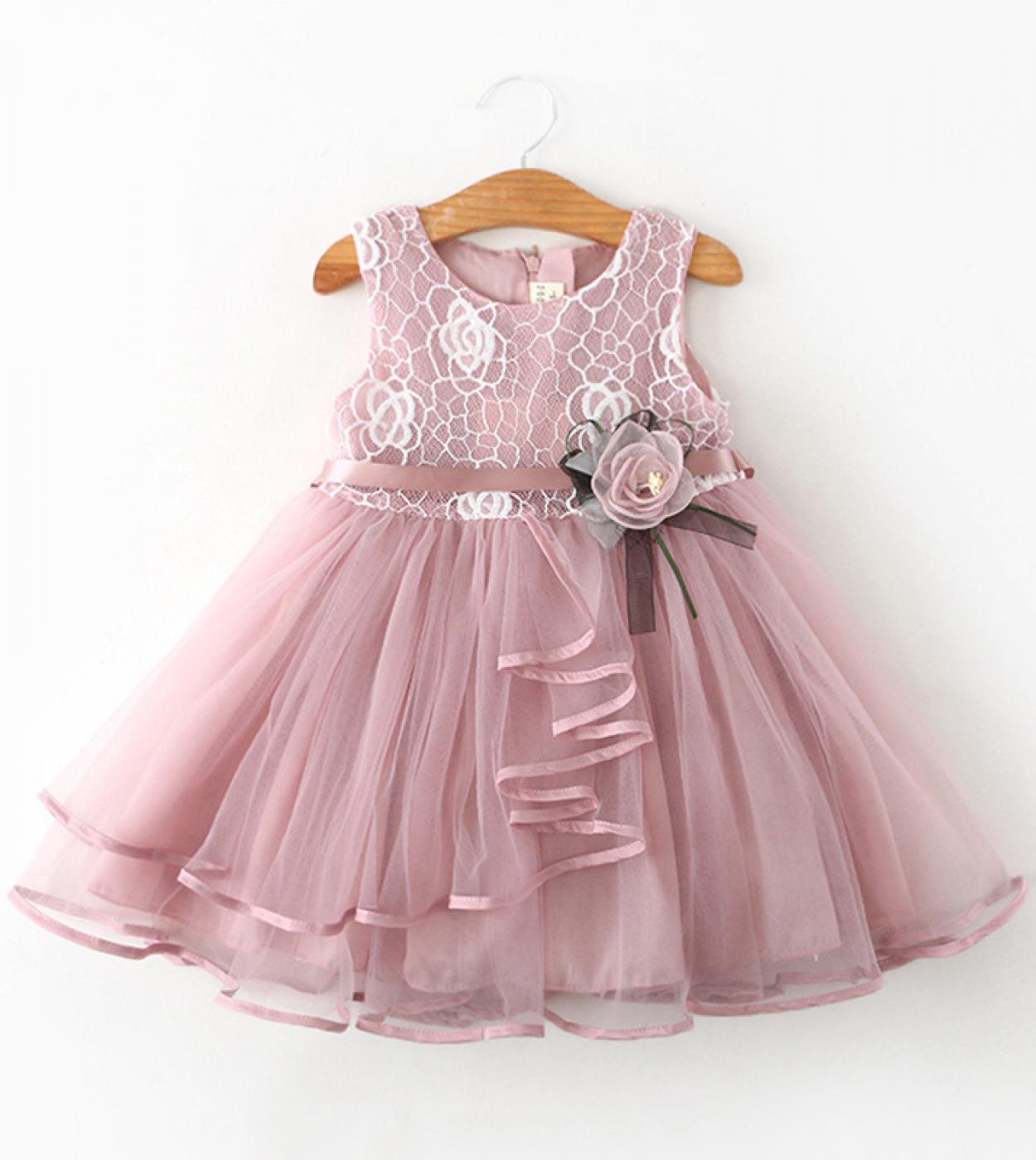 Flower Newborn Baby Dress New Summer Cute Baby Girls Clothes Tulle Lace Infant Xmas Party Clothing 1 Year Birthday Dress