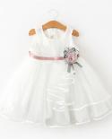 Flower Kids Wedding Party Dress Baby Girl Baptism Lace Ristending Gown For 24m Children Birthday Evening Prom Tulle Tutu
