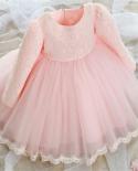 Todder Girl Long Sleeves Bow Clothes 1st Birthday Party Lace Dresses For Newborn Baby Girls Princess Costume Kid Wedding