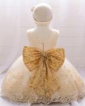 Baby Girls Big Bow Dress 24m Kids Wedding Party Sleeveless Dresses Lace Christening Gown 1st Birthday Prom Gift For Chil