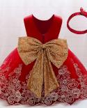 Baby Girls Big Bow Dress 24m Kids Wedding Party Sleeveless Dresses Lace Christening Gown 1st Birthday Prom Gift For Chil