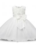 Baby Girl Tutu Pearls Dress 1 2 3 4 5 Years Toddler Newborn Lace Children Princess Dress First Birthday Party Christenin