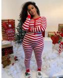 Pigiama intero a righe da donna Bodycon Sleepwear Manica lunga Pagliaccetto Tuta Sleepwear Body Button Christmas Nightwea