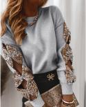 Women’s O Neck Knittedwear T Shirts Fall Spring Sequin Bowknot Cutout Long Sleeve Loose Knit Pullovers Topstshirts