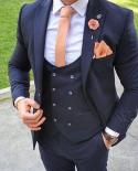 Men Suits 3 Piece Set Wed Business Jacket Blazers Suit Coat Vest Waistcoat Pants Trousers Business Casual Grooms Dress
