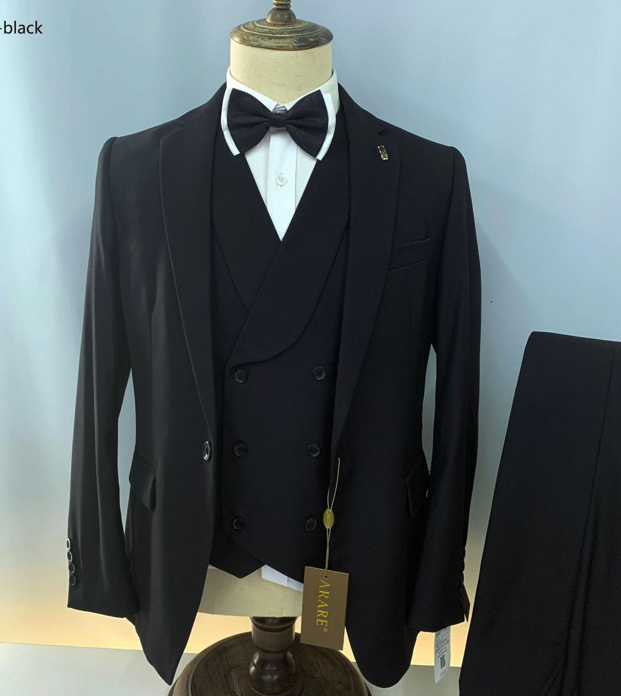 2023 Men Slim Fit Wedding Business Casual Jacket Dress Blazers Suit Vest Waistcoat Coat Pants Trousers 3 Pcs Set