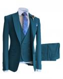 3 Pcs Set Blazers Jacket Vest Pants  2023 Fashion New Mens Casual Business Solid Color Slim Fit Suit Coat Trousers Wai