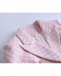 Harleyfashion New Winter Warm Tweed Fabric Luxury Designer Plaid Pattern Street Pink Thick Jacket Women Blazersblazers
