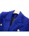 New Winter Thick Fabric Tweed Royal Blue Jackets For Women 2022 Shining Skinny Luxury Lady Blazer  Blazers