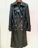 Top Quality Newest 2022 Fall Winter Designer Trench Womens Double Breasted Lion Buttons Synthetic Leather Long Trench O