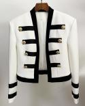 High Quality Newest 2022 Designer Runway Jacket Womens Cool Extra Shoulder Color Block Collarless Lion Buttons Band Jac