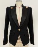High Quality Newest 2022 Designer Blazer Jacket Womens Single Button Satin Collar Blazer  Blazers