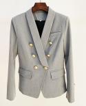 High Quality Fashion 2023 Deisigner Jacket Womens Lion Buttons Double Breasted Slim Classic Shawl Collar Blazerblazers